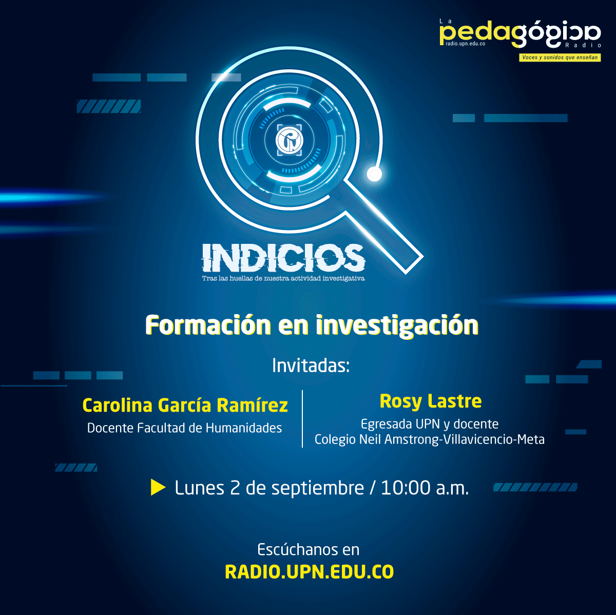ciup_upn's tweet photo. Invitamos a la @comunidadUPN a escuchar la 5ta temporada de Indicios. En la emisión de hoy abordaremos la formación en investigación. Les esperamos hoy a las 10:00 a.m.@pedagogicaradio https://t.co/sFUCVeBMuK