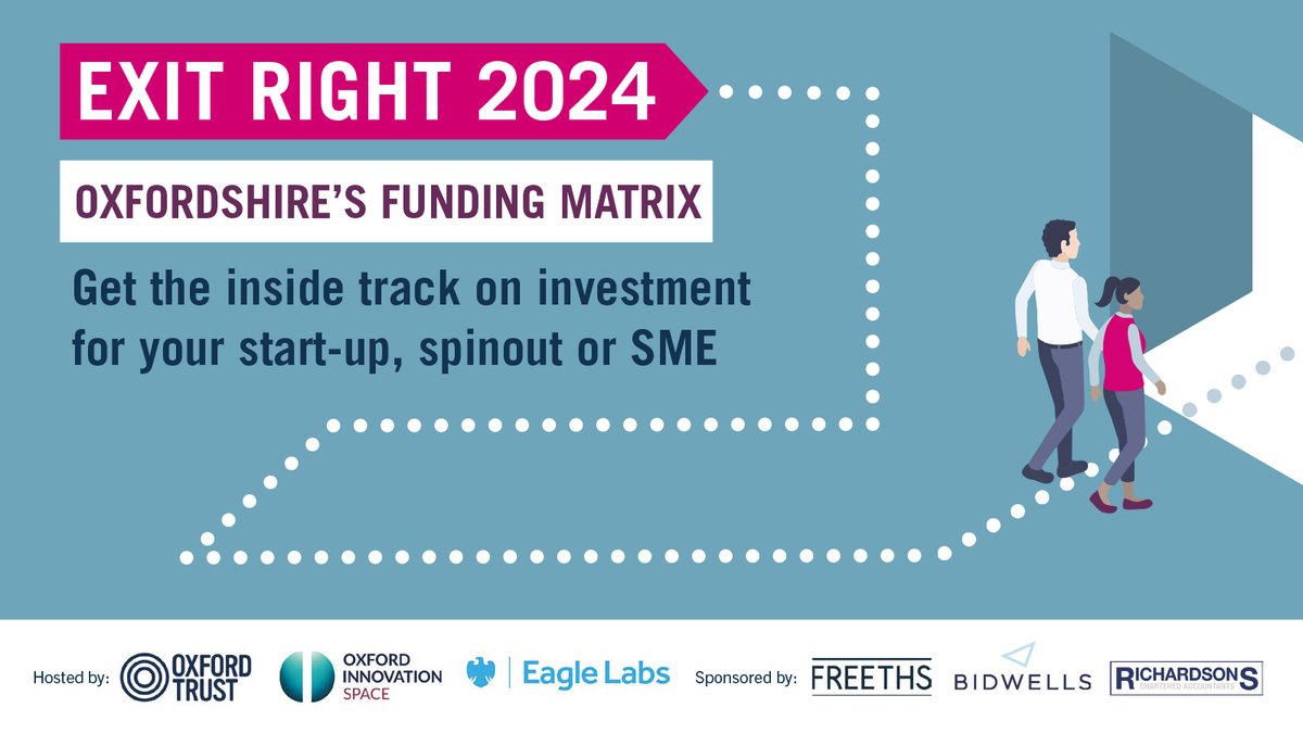 TheOxfordTrust's tweet photo. We’ve got a great line-up of speakers at #ExitRight2024: Oxfordshire’s Funding Matrix on 3 October! Get the inside track on funding from @OxfordSciEnt @Abbvie @OION_TVIN_OEI @ParkwalkAdvisor @ActiveNeedle @Future_Planet @advancedoxford & Longwall. 👉 https://t.co/SfuqE0G3oy https://t.co/rUywFOsosI