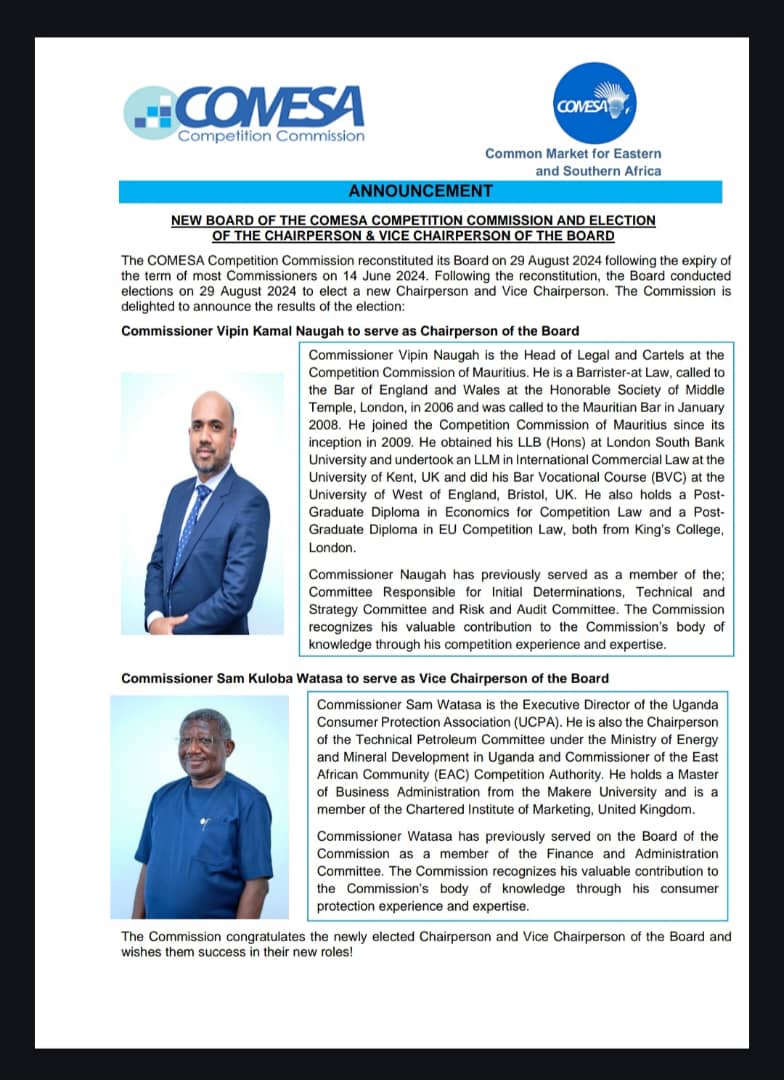 ucpaUG's tweet image. @CCC_COMESA 

Congratulations to our Executive Director @SamWatasa on his appointment to this new role. We are excited at the new possibilities that his growing regional experience opens for consumer protection in Uganda &amp;amp; Africa as a whole

#ConsumerProtectionBill
