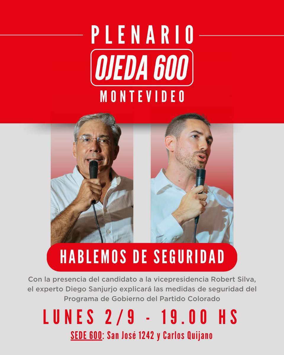 La seguridad pública es uno de las mayores preocupaciones de la ciudadanía. Y desde @UnirParaCrecer le contamos a la ciudadanía lo que el <a href="/PartidoColorado/">Partido Colorado</a> junto con el mejor equipo del país tiene para ofrecerle a nuestro país. Te esperamos hoy !!
#LaFormulaParaGanar 
#Ojeda600