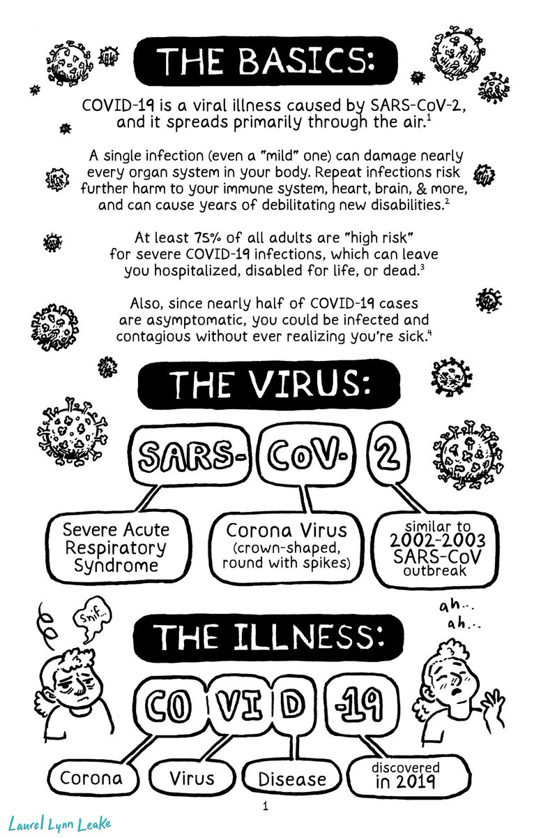 LaurelLynnLeake's tweet image. Here, have a free printable science zine! WHY WE MASK: IT'S NOT JUST A COLD, aka A Handy Scientific Guide To Surviving COVID-19 Together. Feel free to spread it far - wide hit me up if you're interested in printing &amp;amp;/or distributing free copies :D  Links below!
