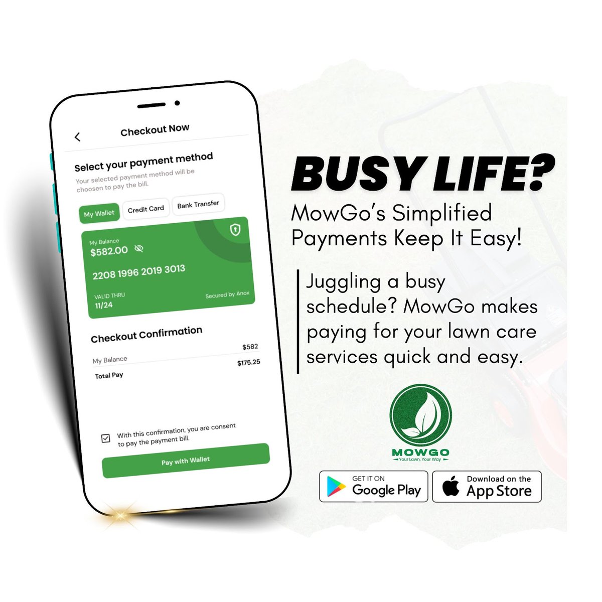 GoTechApps's tweet image. Juggling a busy schedule? MowGo makes paying for your lawn care services quick and easy. Whether you’re at work or on the go, MowGo’s secure in-app payments ensure you never miss a beat. It’s one less thing to worry about!
.
#MowGoSimplePayments #SecureAndFast