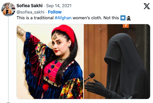 PoliticayModa's tweet image. Ya en 2021, los talibanes obligaron a las mujeres a cubrirse y muchas afganas (jugándose la vida) se manifestaron bajo el lema #DoNotTouchMyClothes para denunciar lo que en realidad significa censurar su rica, bella y poderosa vestimenta #powerdressing