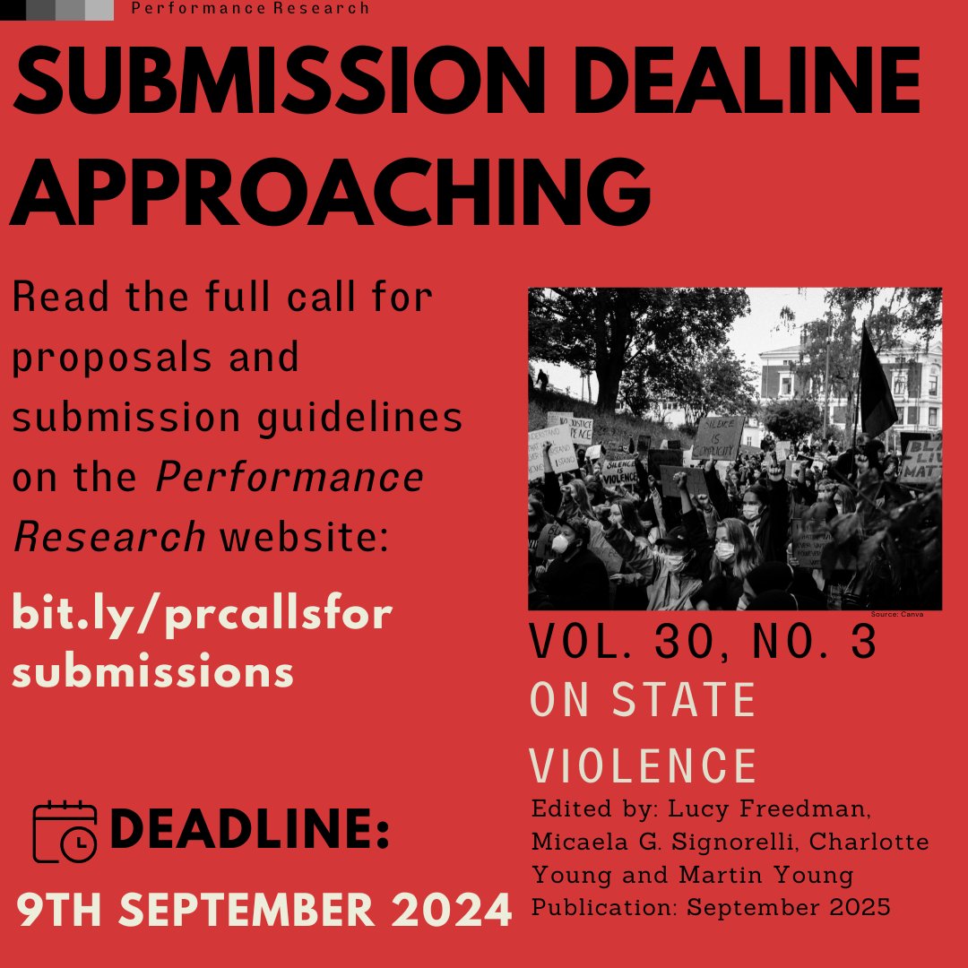 UPCOMING SUBMISSION DEADLINE
Vol. 3, No. 3: On State Violence
Deadline: 9th September 2024

Read the full call and submission deadlines at: bit.ly/prcallsforsubm…