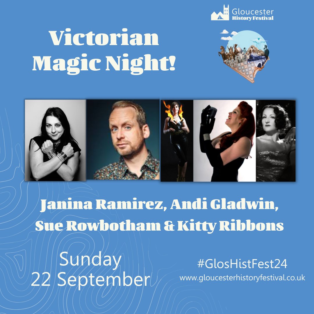 Our Victorian Magic Night will be a night of magic, mystery &amp; cabaret! Top magician <a href="/WhoIsAndi/">Andi Gladwin</a> and history of magic expert Sue Rowbotham in conversation with <a href="/DrJaninaRamirez/">Prof Janina Ramirez</a> explore ‘Father of British Magic’ John Nevil Maskelyne's extraordinary life. gloucesterhistoryfestival.co.uk/events/magic-n…