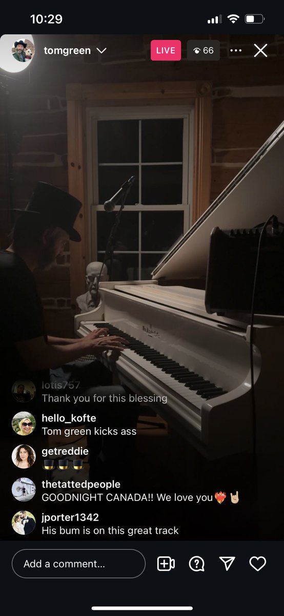 getreddie_'s tweet photo. Tom Green’s sweet insta live solo concert forever lives in my head. Can’t wait for the next one &amp; I’ll be wearing my top hat. https://t.co/J30JsixnOU