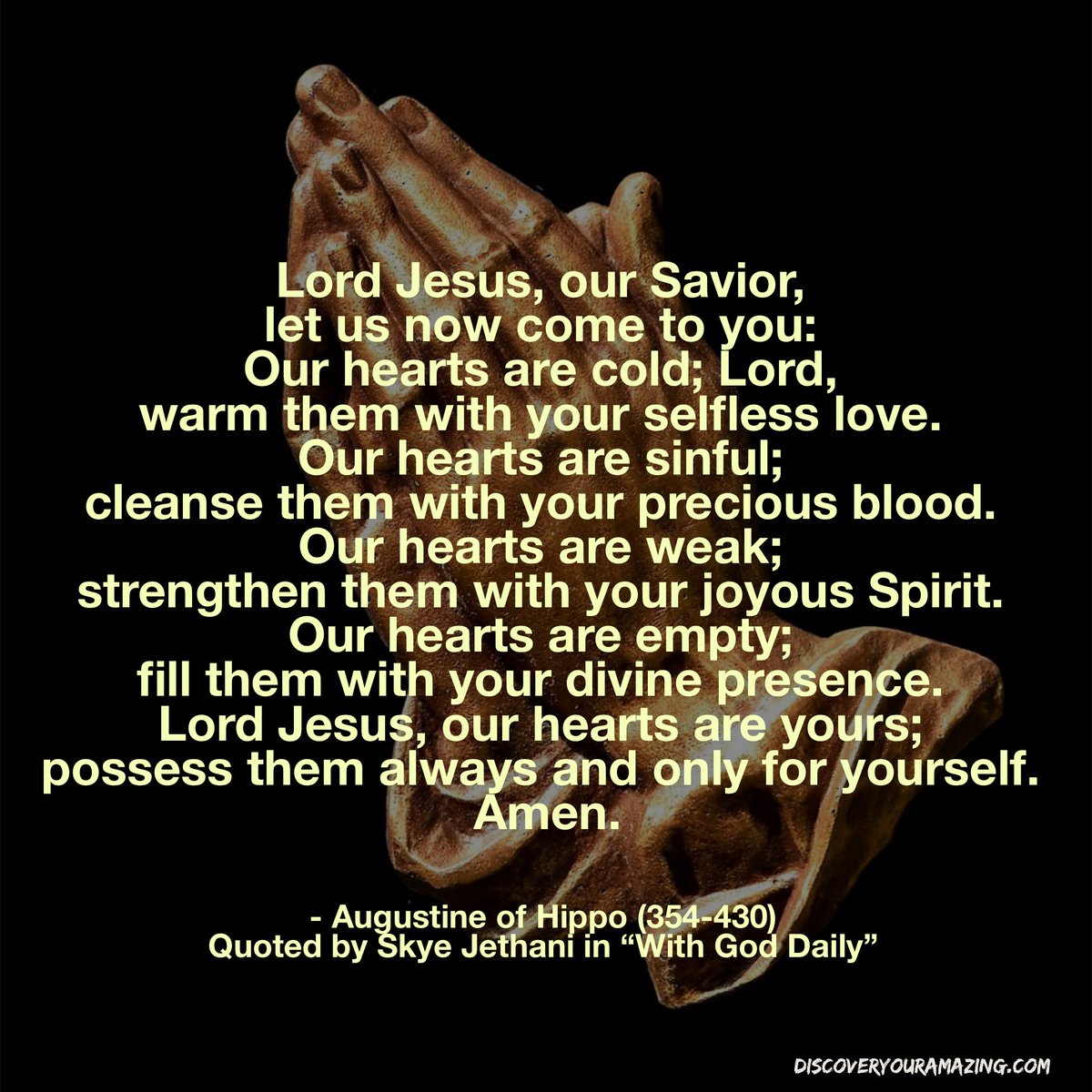 drgerrylewis's tweet photo. This is so good! There is much we can learn from our spiritual forefathers. This prayer is as relevant to where we are today as it was 1600 years ago. Thanks, @SkyeJethani for sharing it in “With God Daily.” #withgoddaily #ancientprayers #discoverYourAmazing https://t.co/metHhjVZP3