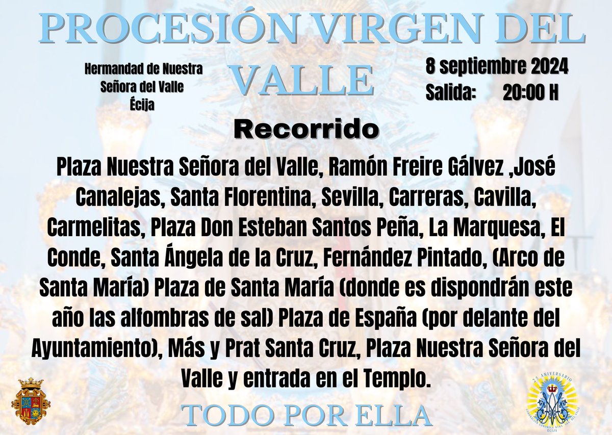 HdadVVallecija's tweet photo. 8S FIESTAS PATRONALES 

Recorrido 2024

TODO POR ELLA https://t.co/FvHwaMhYJK