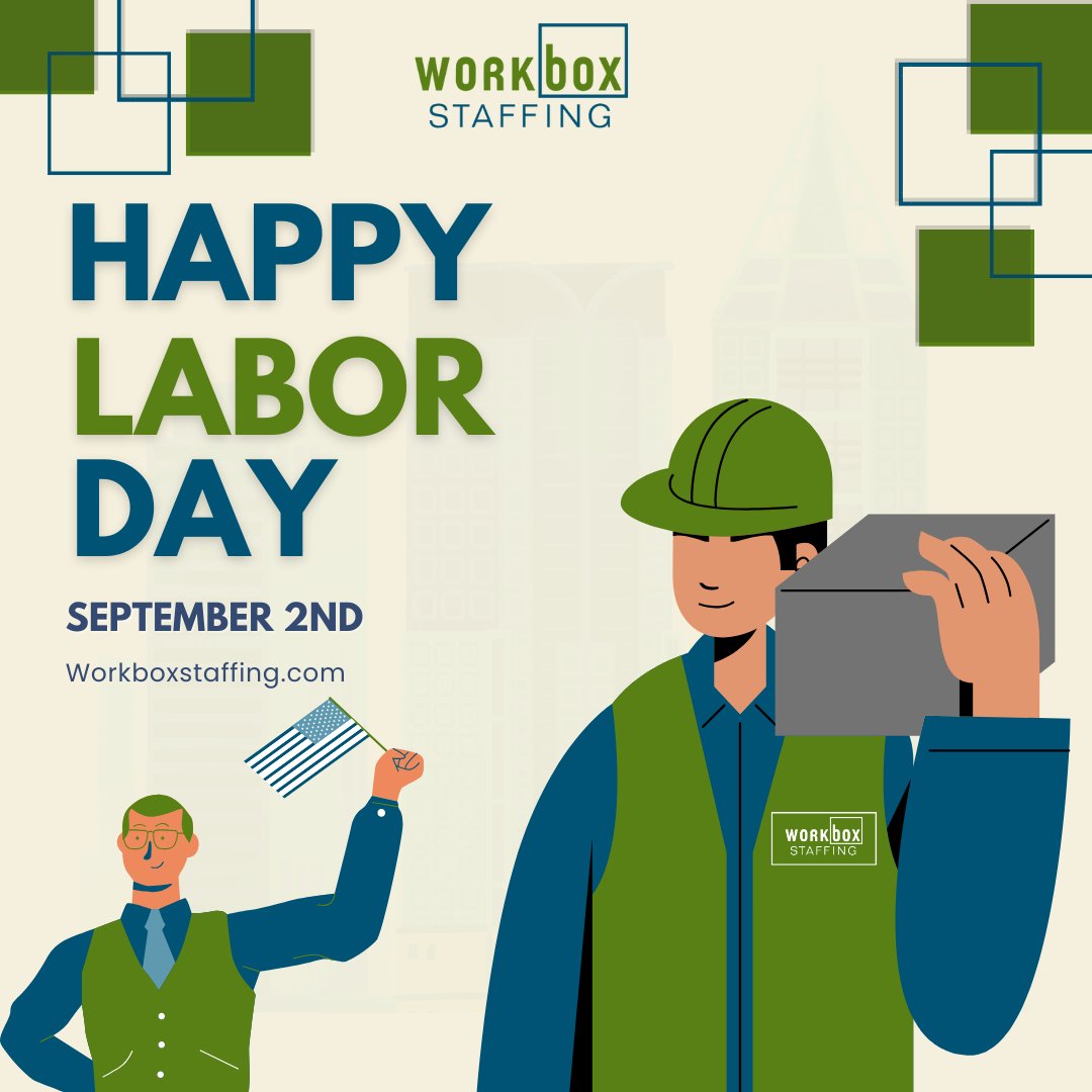 WorkboxStaffing's tweet image. Today we honor the hard work and dedication of everyone making a difference. Thank you to our workers, clients, and team members for all you do!

Enjoy your day off, and let’s continue to Do Good and reach new heights together!

#LaborDay #WorkboxStaffing #CommunityStrong