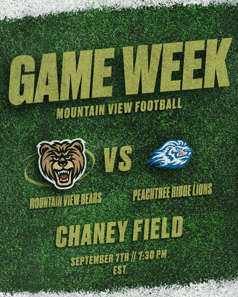 It's Game Week! Come out and support Our Mountain View Bears as we take on the Peachtree Ridge Lions! It's also Youth Night at Mountain View! We will be recognizing our future Bears before the game!

#ATTACK24
#GoBears