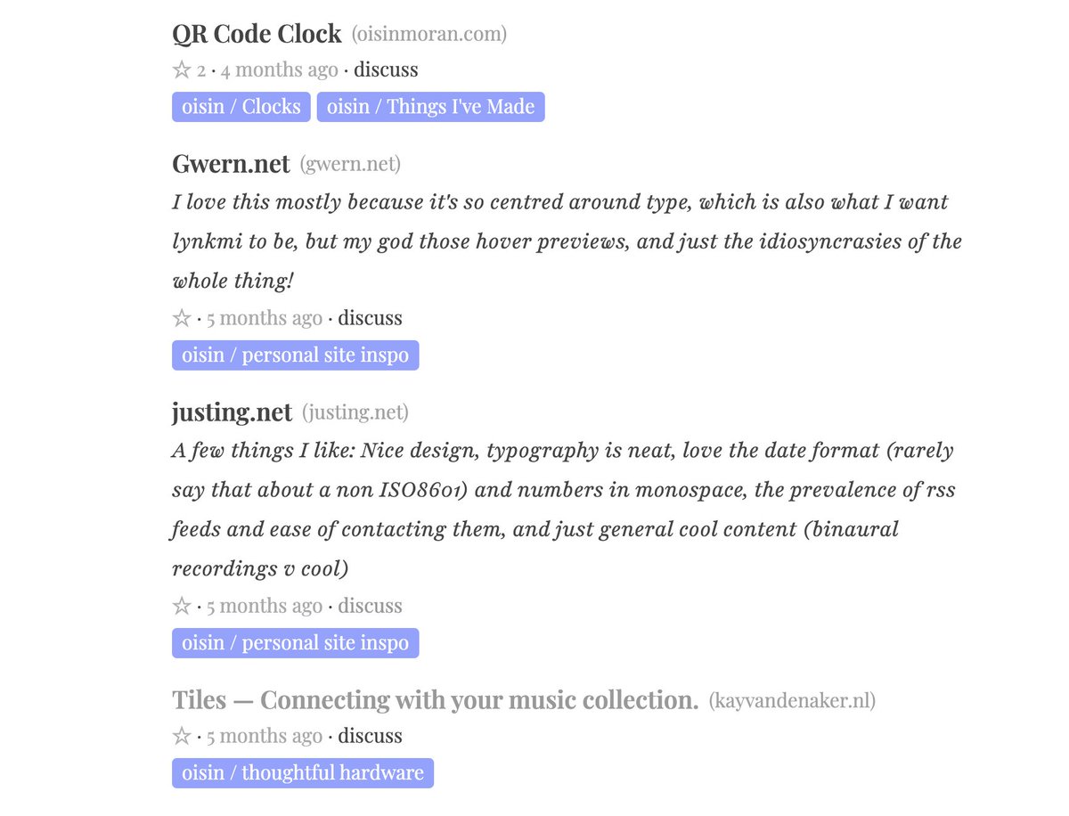 <a href="/getlynkmi/">lynkmi</a> 🆕 A productive last few days for <a href="/getlynkmi/">lynkmi</a> features 🆕
- Added RSS feeds for every tag!
- Descriptions are now more visible
- Added password reset 👀
- Added *bold* and _italic_ formatting for comments
- I now get emails when people sign up to the waitlist