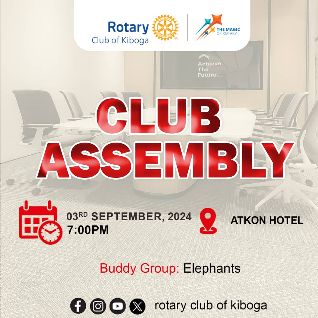 Rotary club of Kiboga invites you for the  weekly fellowship every Tuesday starting at 7:00pm At Atkon Hotel and join online on Google Meet, click this link: 
meet.google.com/gvz-xttt-ezz 
 
Or open Meet and enter this code: gvz-xttt-ezz

Time: *7pm* 

Venue: *Atkon Hotel*