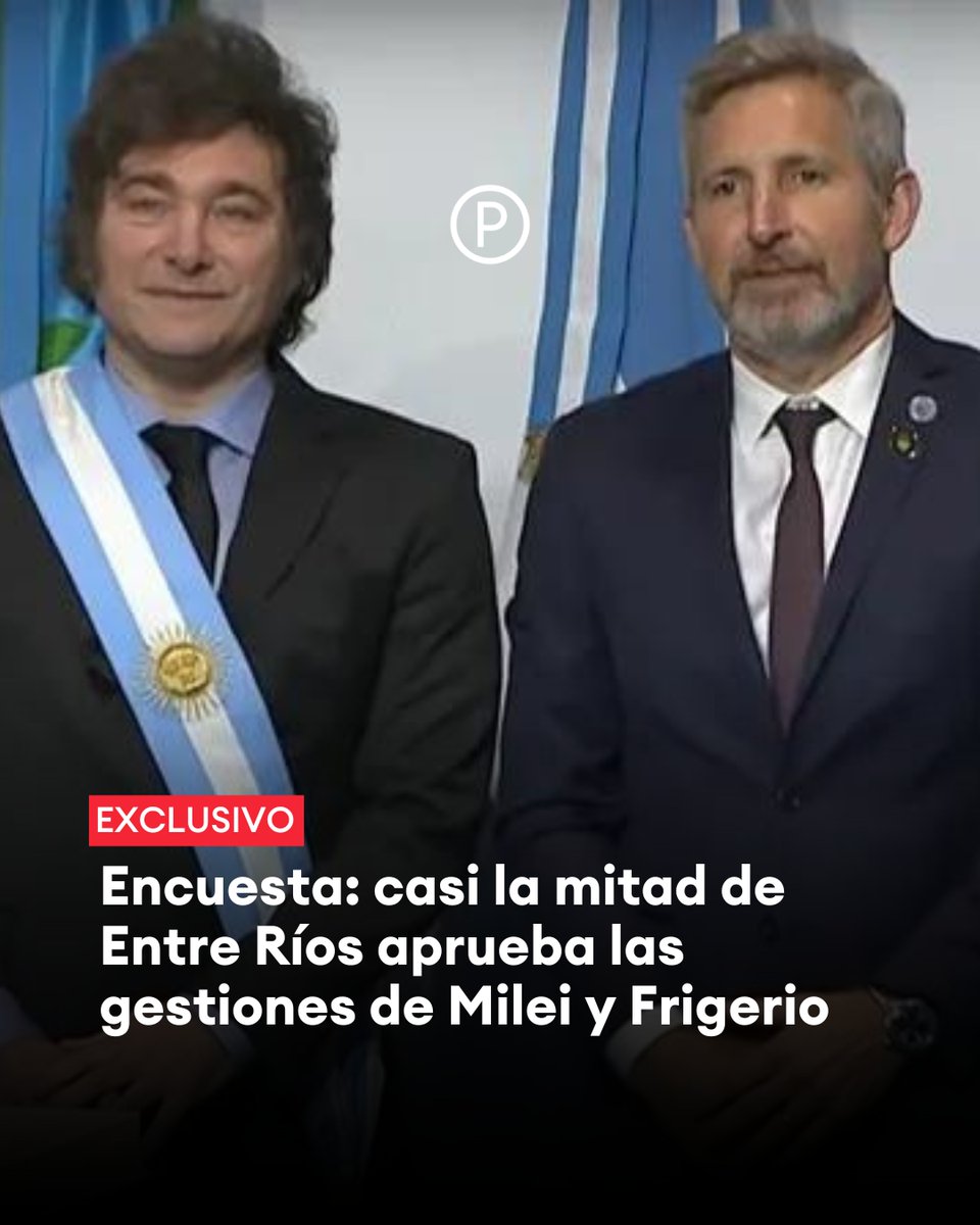 Letra_P's tweet image. EXCLUSIVO ⭕️ #EntreRíos: Milei y Frigerio conservan altos niveles de imagen positiva

📊 Cómo miden las intendencias de Romero, Azcué, Davico y Lauritto

🔗 letrap.com.ar/c5410882
✍️ @LauraTerenzano
