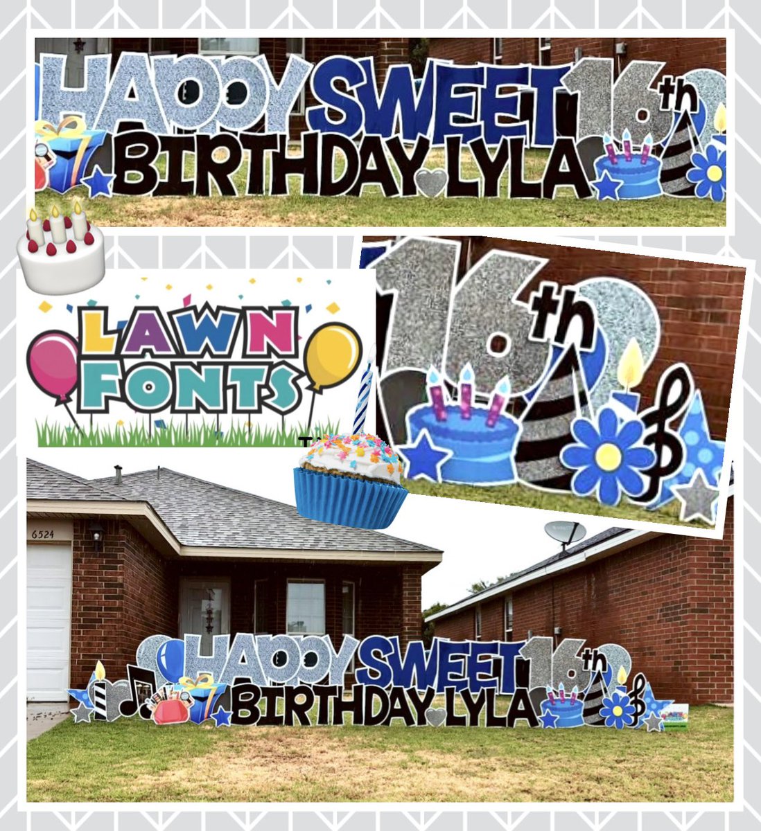 A little rain is fine.  It’s time to celebrate Lyla’s Sweet 16! 🥳💙🎂🎉 Happy Birthday! 🎀🤩🩶🎉 Have a sweet day! Lawnfonts.com #celebrate #sweet16 #yardsignrentals #sayitwithus #16thbirthday #lawnfontslubbock