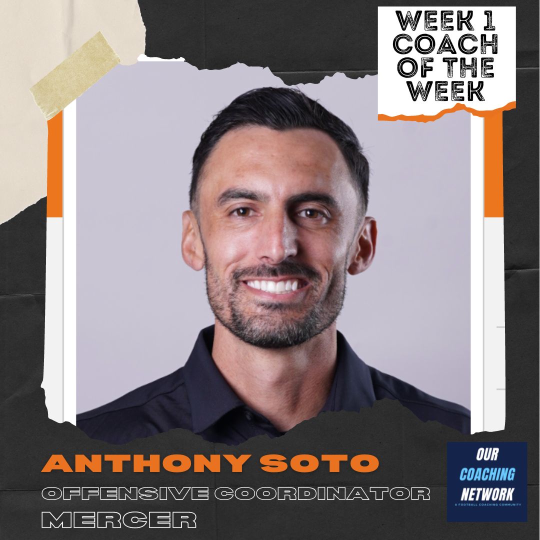 OurCoachingNet's tweet photo. 🏈Offensive Coordinator of the Week🏈

Following @MercerFootball's 63-10 win against Presbyterian, @AnthonySoto_MU is our FCS Offensive Coordinator of the Week presented by @ourcitycoffee☕️

56 Offensive Points, 500 Yards &amp; 73% on 3rd Downs👏

Coach of the Week🧵👇 https://t.co/KPIvpUZSRo