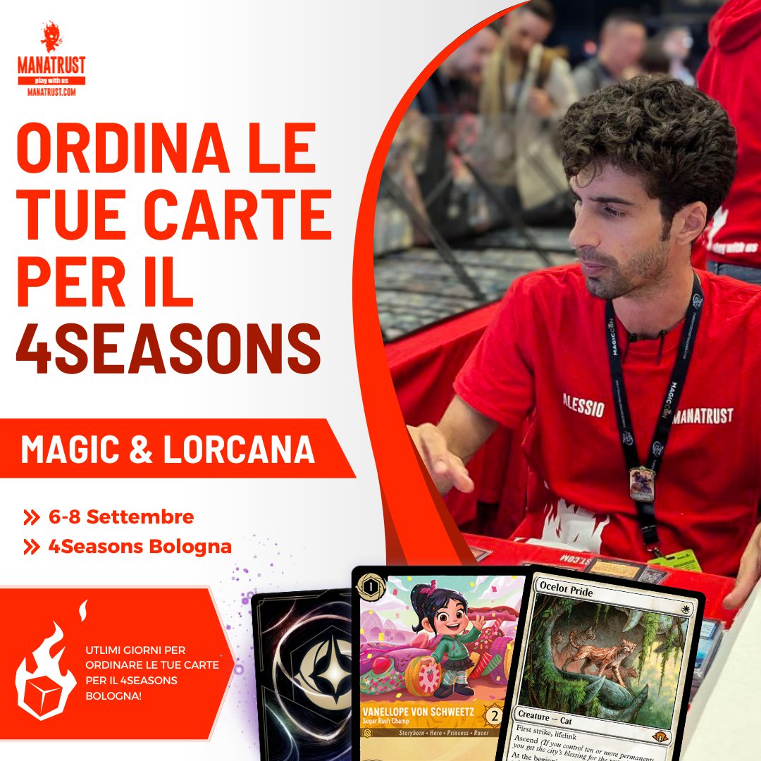 manatrust's tweet image. 🌟 𝗨𝗟𝗧𝗜𝗠𝗜 𝗚𝗜𝗢𝗥𝗡𝗜 𝗣𝗘𝗥 𝗢𝗥𝗗𝗜𝗡𝗔𝗥𝗘 𝗟𝗘 𝗧𝗨𝗘 𝗖𝗔𝗥𝗧𝗘 𝗣𝗘𝗥 𝗜𝗟 𝟰𝗦𝗘𝗔𝗦𝗢𝗡𝗦 𝗕𝗢𝗟𝗢𝗚𝗡𝗔!! 🌟

📩 Contattaci in direct per effettuare il tuo ordine e assicurarti le carte che desideri. Siamo qui per aiutarti con qualsiasi richiesta!

@4Tournaments