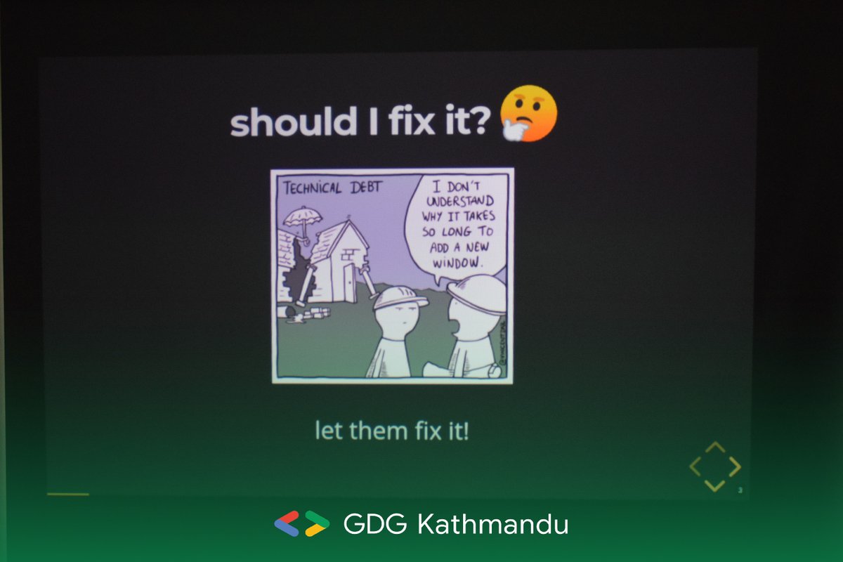 gdgkathmandu's tweet image. 🚀Speaker Rhoit Amatya's  Insights at GDG Kathmandu Meetup🚀
You can find the slides from his talk here: rhoit.com/talks/2024-gdg…
👇Be the Member of our Chapter here:
gdg.community.dev/gdg-kathmandu/
#GDGKathmandu #CodingHorror #Refactoring #CleanCode