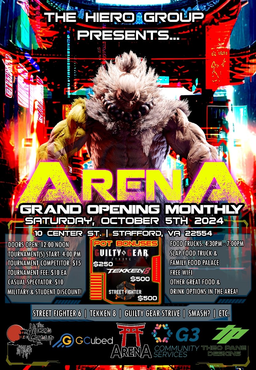 TheHieroGroup's tweet photo. 👹 Let's get back to it! Registration will be available soon! Lock in the date! October 5th!!! 👺

Come visit us at our house and Try and Take our Fight Money!!! #THG #TheArena #DMVFGC https://t.co/uw21PfU6pw