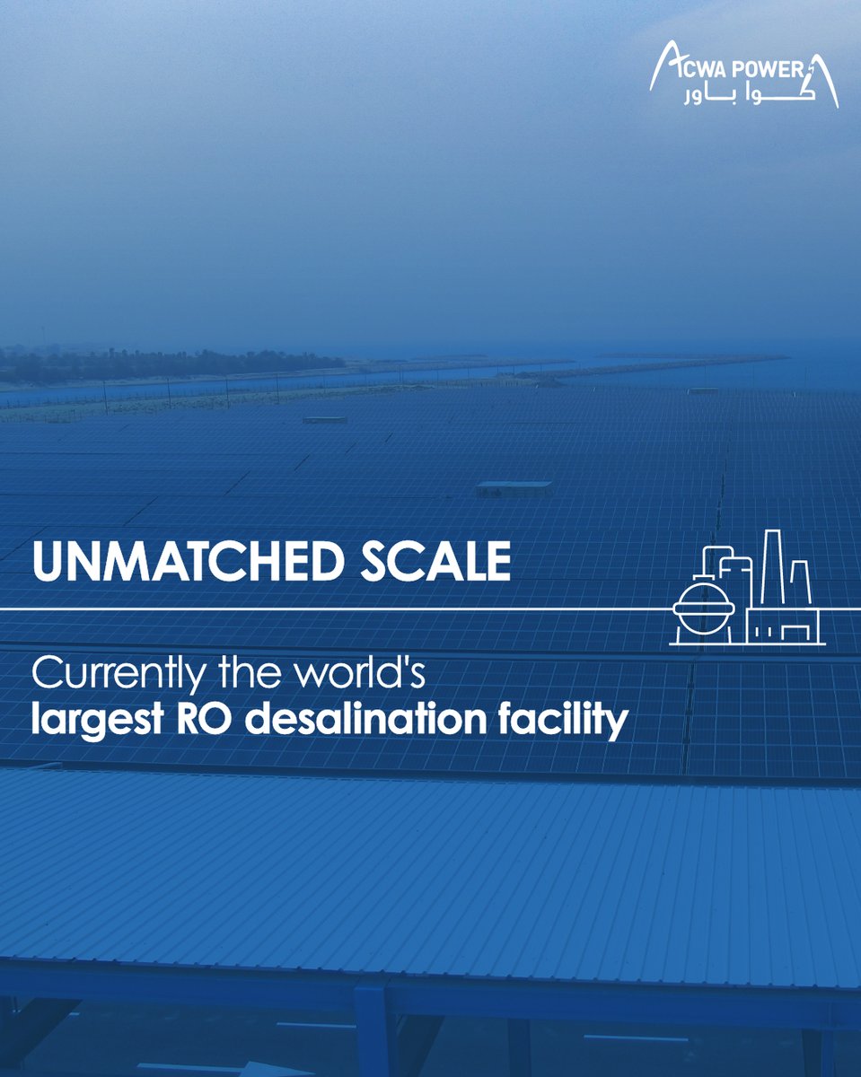acwapower_en's tweet image. 🌊🌍 Interested in water desalination’s reverse osmosis technology? Discover the largest desalination plant on the planet and learn more with us.

#ACWAPower #ReverseOsmosis #WaterDesalination