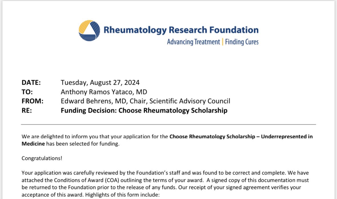 anth_ramosMD's tweet photo. Rheumatology Scholarship Awardee. We need more Latinos in rheumatology/medicine. I am so grateful 😁@AAPPHealth @UmJmhIMRes Latinos in Medicine. Thanks to my program at a University of Miami and the rheumatology division. 😁😁 https://t.co/mPpsJpdpG4