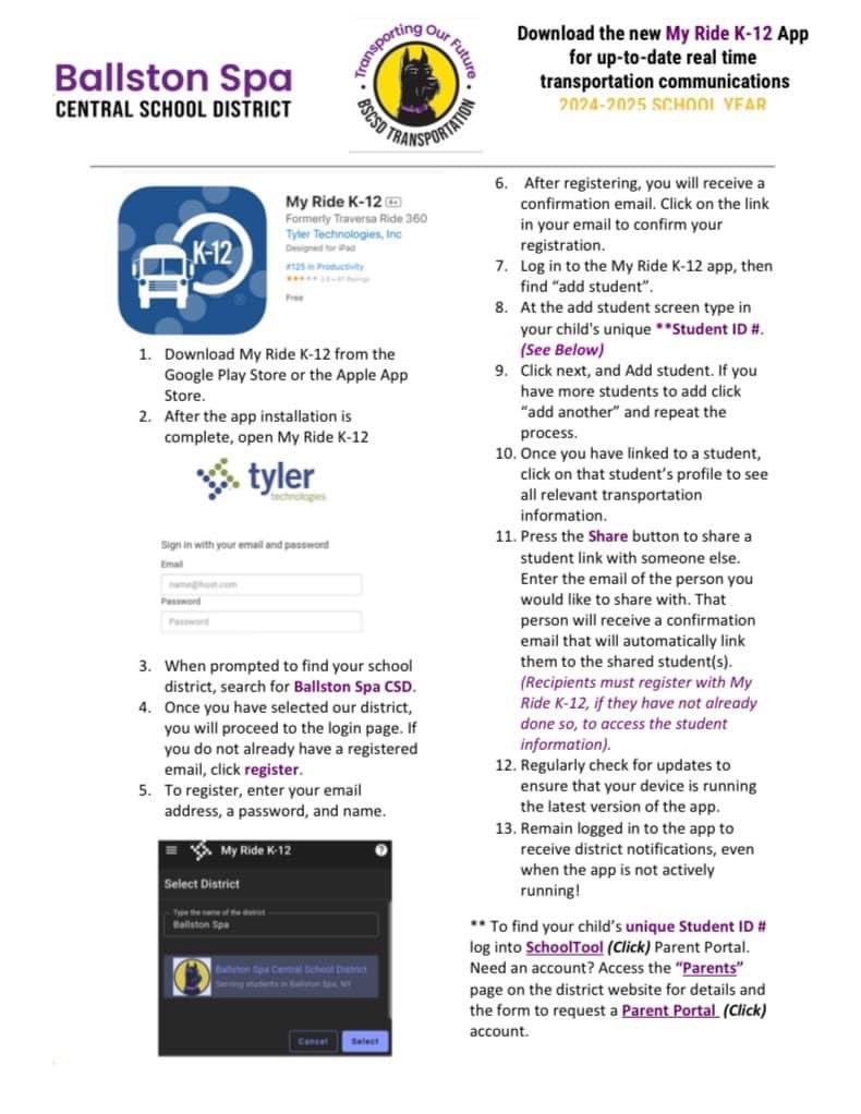 With school just 3 DAYS away!! Don’t forget to download the new Transportation app to access your child(ren)’s bus schedule! Please see the instructions below. If you are unsure of your child’s school id (I know I had no idea 🤣) you can find it right on schooltool!