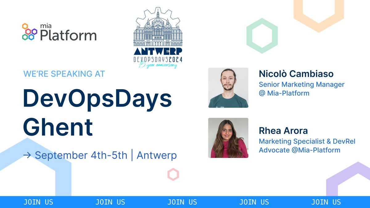 MiaPlatform's tweet image. Join us in Antwerp on September 4th-5th for @devopsdaysghent 2024!🚀

Don’t miss the #Talk by Senior Marketing Manager @nico_cambiaso and Marketing Specialist &amp;amp; DevRel Advocate Rhea Arora - “Platform Engineering is not about Tech”👾

See you soon 🔥

#MiaPlatform #DevOpsDays2024