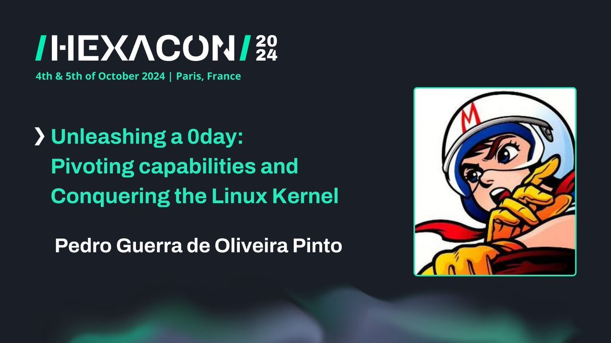 "Unleashing a 0day: Pivoting Capabilities and Conquering the Linux Kernel" 🕺 💪 

by  Pedro Guerra de Oliveira Pinto