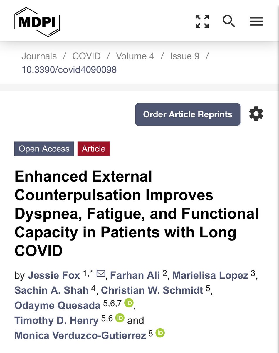Monica Verduzco-Gutierrez, MD (@mvgutierrezmd) on Twitter photo New paper out from my team at <a href="/FlowTherapyEECP/">Flow Therapy</a> using #EECP as a treatment for #LongCOVID symptoms.
mdpi.com/2673-8112/4/9/…
In the last week, we've learned more about thromboinflammation & endothelial dysfunction in #LongCOVID, highlighting the complex nature of this condition.đź§µ New paper out from my team at <a href="/FlowTherapyEECP/">Flow Therapy</a> using #EECP as a treatment for #LongCOVID symptoms.
mdpi.com/2673-8112/4/9/…
In the last week, we've learned more about thromboinflammation & endothelial dysfunction in #LongCOVID, highlighting the complex nature of this condition.đź§µ