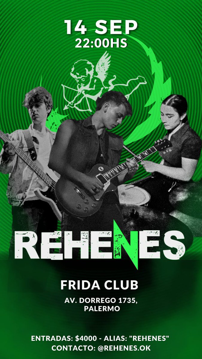Rehenes_ok's tweet photo. VUELVE REHENES, VUELVE EL ROCK 🔥
Nos estamos viendo el 14 de septiembre para explotar Frida Club (Palermo) 🤘🏻 
🎟️ Entradas $4000 - al privado
📍 Frida club (Av. Dorrego 1735)
🕑 Rehenes 22hs https://t.co/tVJQK1xoLn