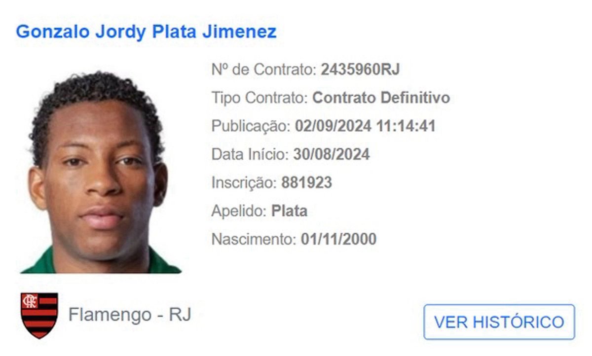 UrubuTT_'s tweet photo. ⚠️ INFO: Nome de Gonzalo Plata já está no BID da CBF e já pode estrear pelo Flamengo. https://t.co/THCYSiFfYW