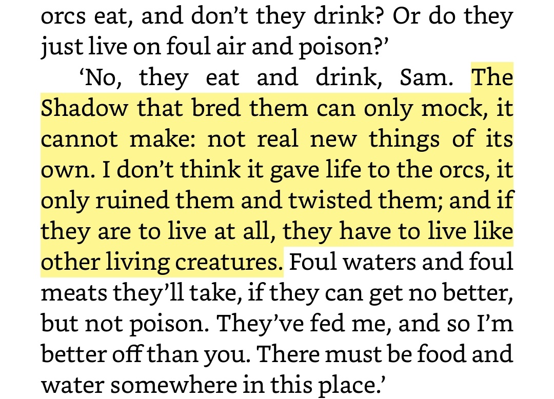 Ok it's getting repetitive, so I promise I will no longer argue with people who say "orcs are inherently evil" and "orcs can't procreate", but only if you guys retweet this so there's a ghost of a chance these Tolkien passages circulate.