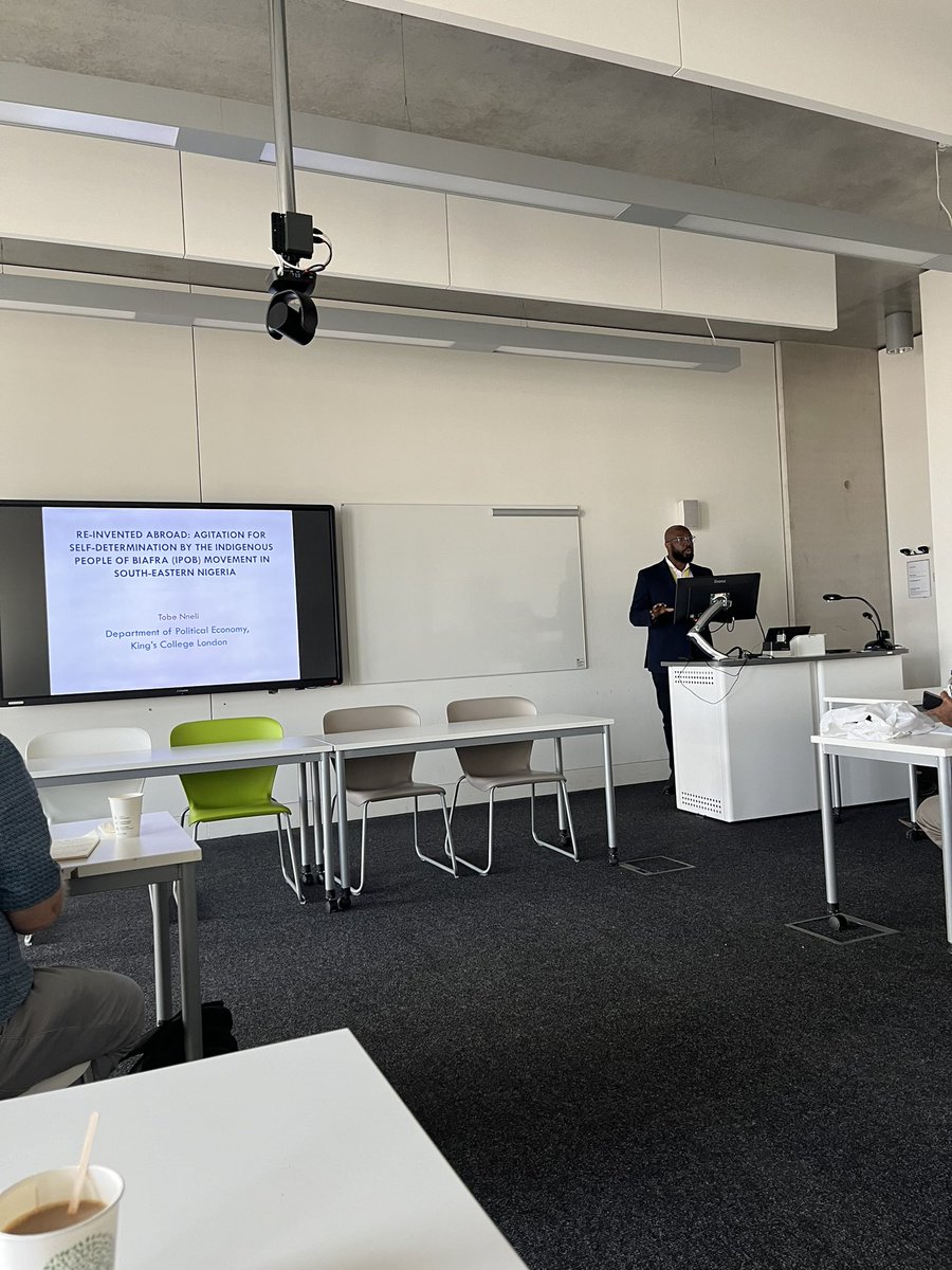 Tobe Nneli (@tnneli) on Twitter photo Recently presented my paper on the role of the diaspora in seperatist agitations in Nigeria and contributed to wider discussions at the <a href="/ASAUK_News/">AfricanStudiesUK</a> 2024 conference. Special thanks to <a href="/whowhywherewhen/">Dr Portia Roelofs</a> for encouraging me to participate and <a href="/Kings_GSRG/">@Kings_GSRG</a> for the financial support. Recently presented my paper on the role of the diaspora in seperatist agitations in Nigeria and contributed to wider discussions at the <a href="/ASAUK_News/">AfricanStudiesUK</a> 2024 conference. Special thanks to <a href="/whowhywherewhen/">Dr Portia Roelofs</a> for encouraging me to participate and <a href="/Kings_GSRG/">@Kings_GSRG</a> for the financial support.