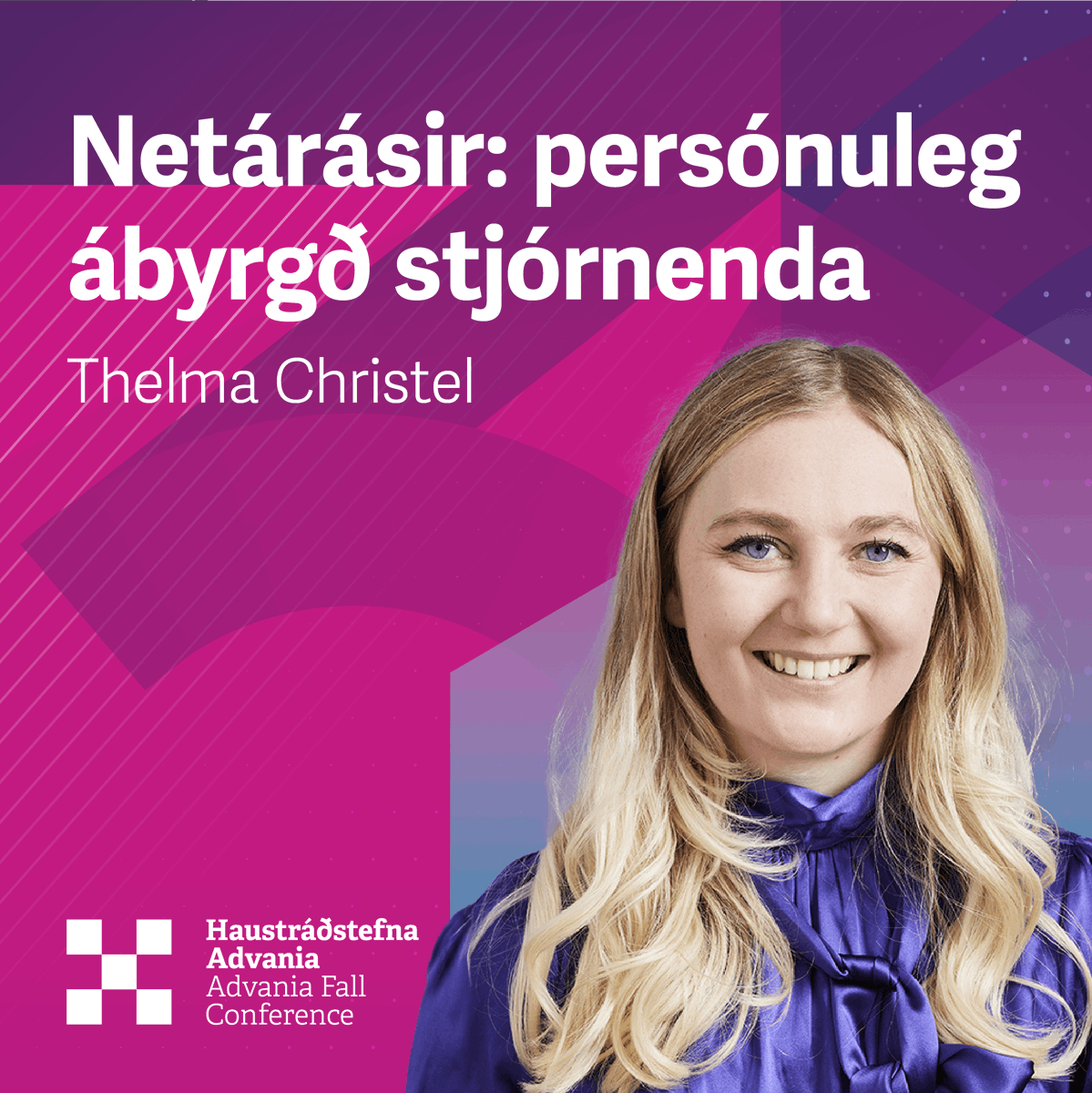 Hver er ábyrgð stjórnenda í kjölfar netárása? Thelma Christel Kristjánsdóttir fjallar um skaðabótaábyrgð æðstu stjórnenda og nýjar reglur ESB á Haustráðstefnu Advania 💼🔒.

Tryggðu þér miða 👉 tinyurl.com/2ja4wr58 

#AI #techconference #Haustradstefna