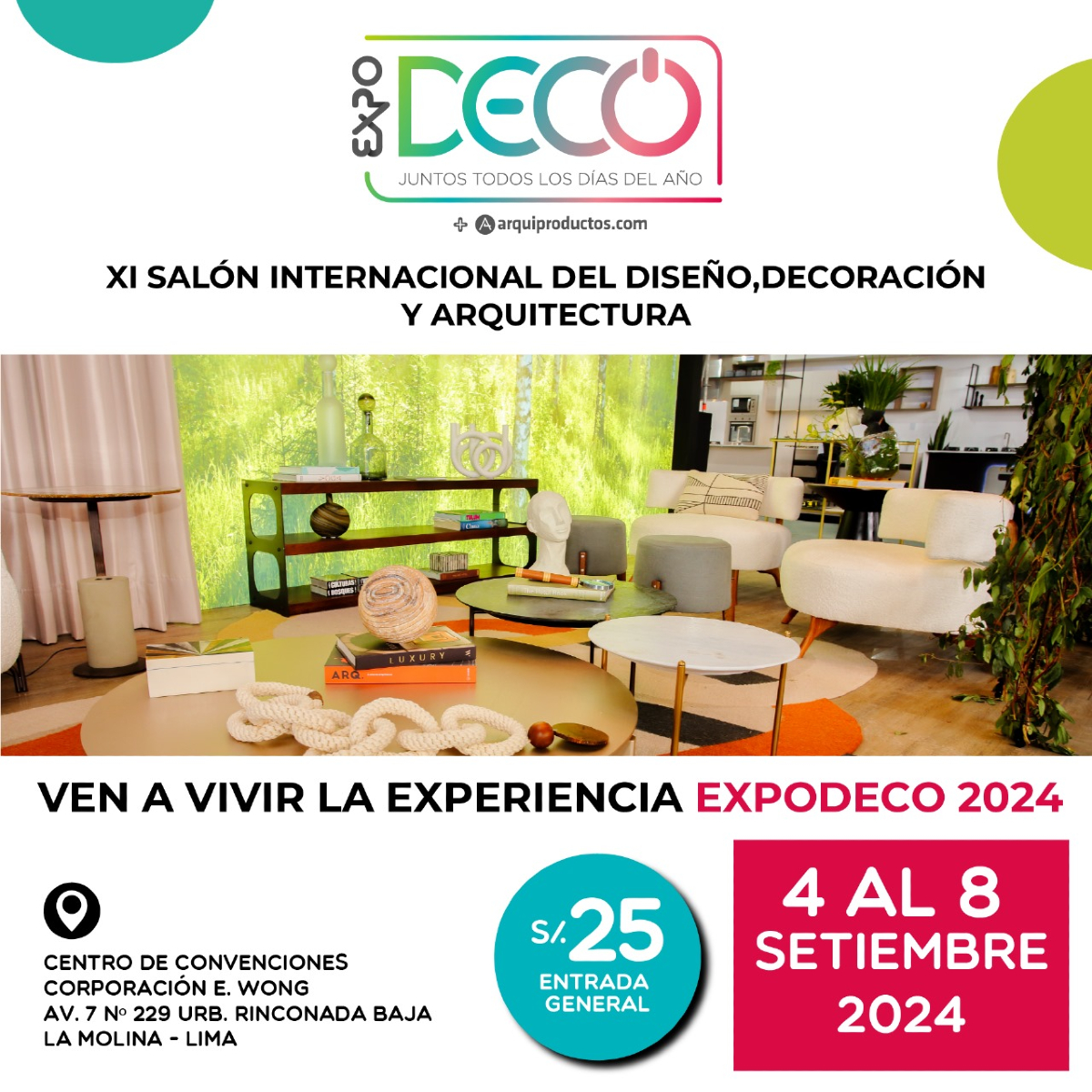 joinnus's tweet image. ¿Pensando en renovar tu hogar? 🏡✨ ¡EXPODECO 2024 te trae las últimas tendencias en diseño y arquitectura! 🎨🔨 Transforma tus espacios y dale vida a tus ideas 😎🤝

🗓️ Del 4 al 8 de septiembre
🎟 Entradas aquí: bit.ly/4cLpBVH

#EXPODECO2024 #TransformaTuHogar