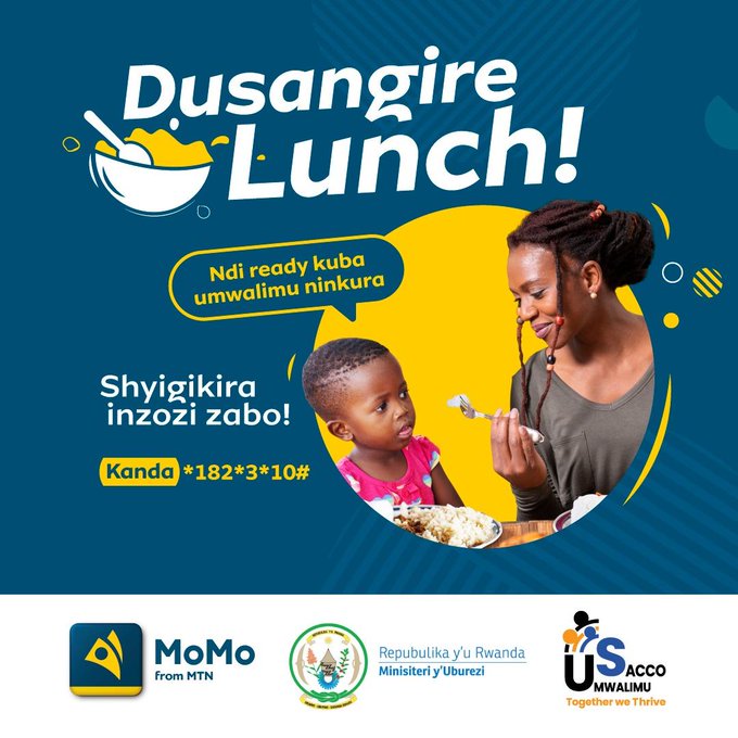 Rwanda_Edu's tweet photo. Wari uzi ko guhera ku mafaranga 1,000 gusa washyigikira inzozi z'abato?
Kanda *182*3*10# ushyigikire #DusangireLunch, gahunda yo gutanga ifunguro ku ishuri. https://t.co/xFSNblkIv3