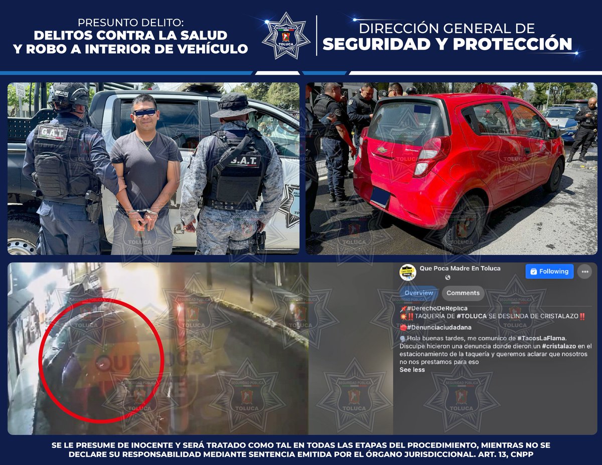 DIRECCIÓN GENERAL SEGURIDAD Y PROTECCIÓN DE TOLUCA (@seguridadtol) on Twitter photo La #PolicíaMunicipal detuvieron a Luis Alberto “N” quien conducía un vehículo Chevrolet Beat rojo en calles de la Colonia Unión, el cual cuenta con una carpeta de investigación por el delito de robo a interior de vehículo. La #PolicíaMunicipal detuvieron a Luis Alberto “N” quien conducía un vehículo Chevrolet Beat rojo en calles de la Colonia Unión, el cual cuenta con una carpeta de investigación por el delito de robo a interior de vehículo.