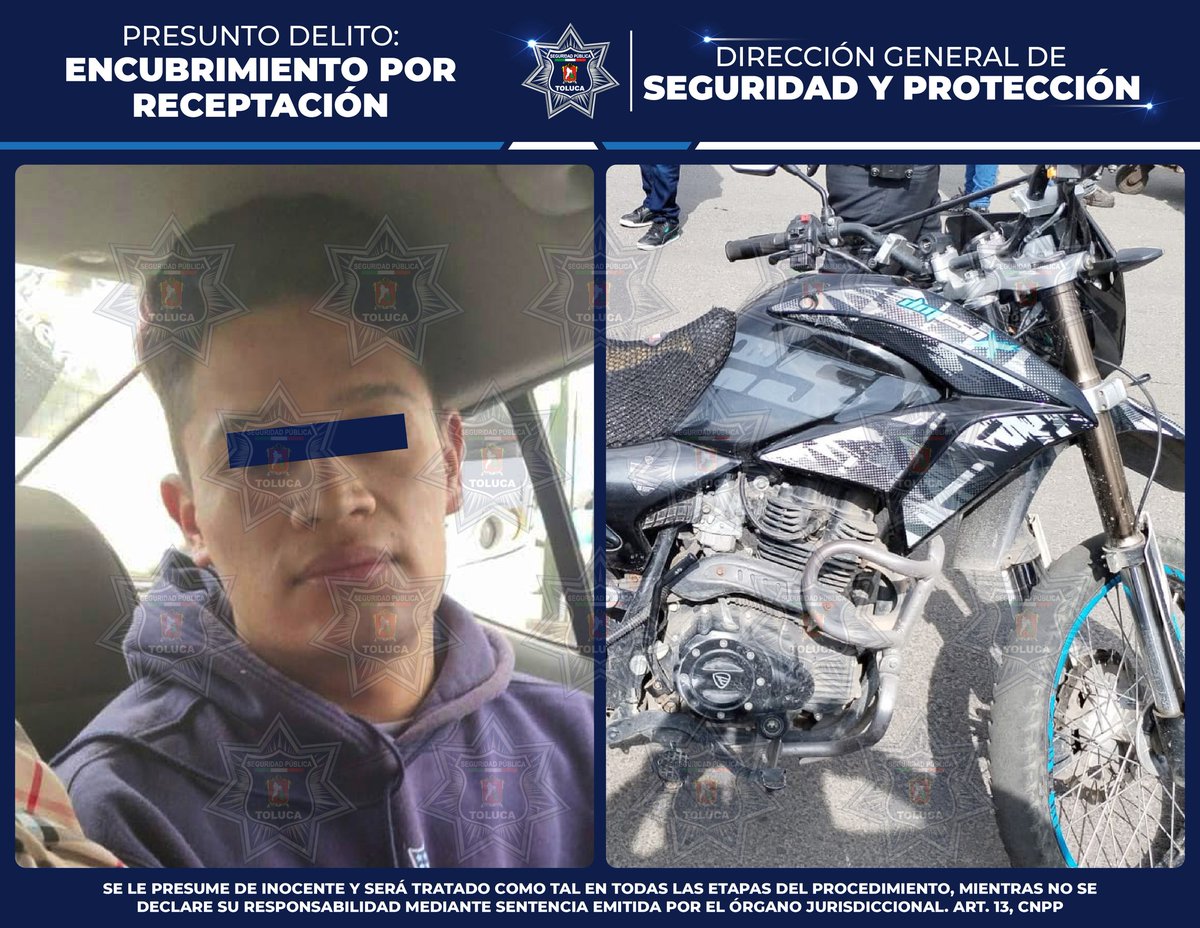 DIRECCIÓN GENERAL SEGURIDAD Y PROTECCIÓN DE TOLUCA (@seguridadtol) on Twitter photo Derivado de el Operativo Interinstitucional de la #PolicíaMunicipal en coordinación con la FGJEM y la SSEM, se detuvo a Eric Alejandro “N” en calles de la Colonia Valle Verde Terminal, quien conducía una motocicleta Italika de color negro la cual cuenta con reporte de robo Derivado de el Operativo Interinstitucional de la #PolicíaMunicipal en coordinación con la FGJEM y la SSEM, se detuvo a Eric Alejandro “N” en calles de la Colonia Valle Verde Terminal, quien conducía una motocicleta Italika de color negro la cual cuenta con reporte de robo