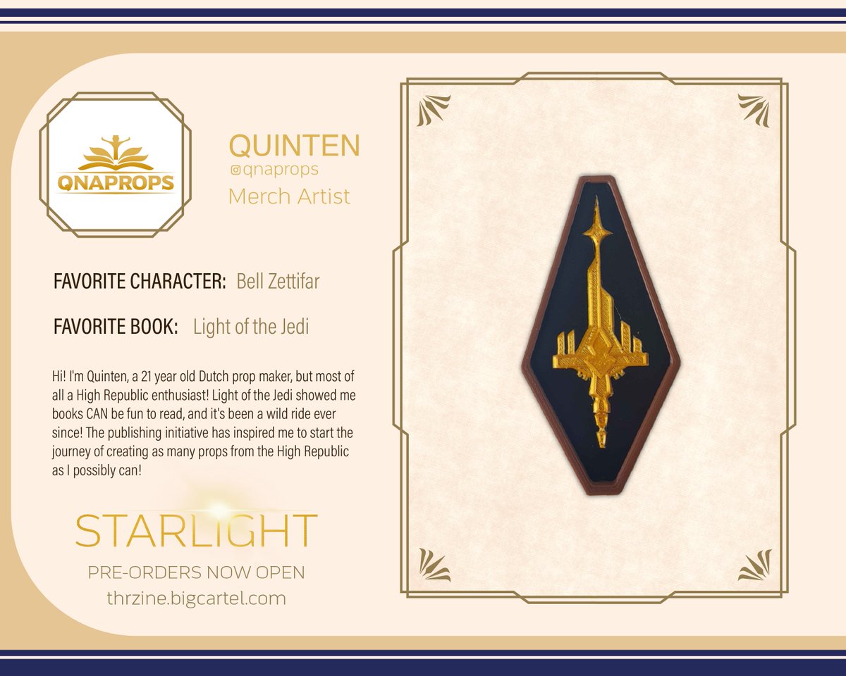 SW_THR_Fanzine's tweet photo. ✨Contributor Preview✨

Our first contributor preview is @QnAProps ! He made this gorgeous Starlight Beacon dedication plaque magnet that was featured in the Young Jedi Adventures show!
(These early-bird bonuses are sold out)

✨Preorder today: https://t.co/klzGCF76wG✨ https://t.co/nDxrUb6YEF