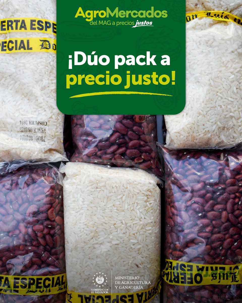 AnonimoSV503's tweet image. El #DúoPack de frijol y arroz se encuentra disponible en los diferentes agroMercados a nivel nacional.

Búscalo en tu punto de venta más cercano por tan solo $1.30.