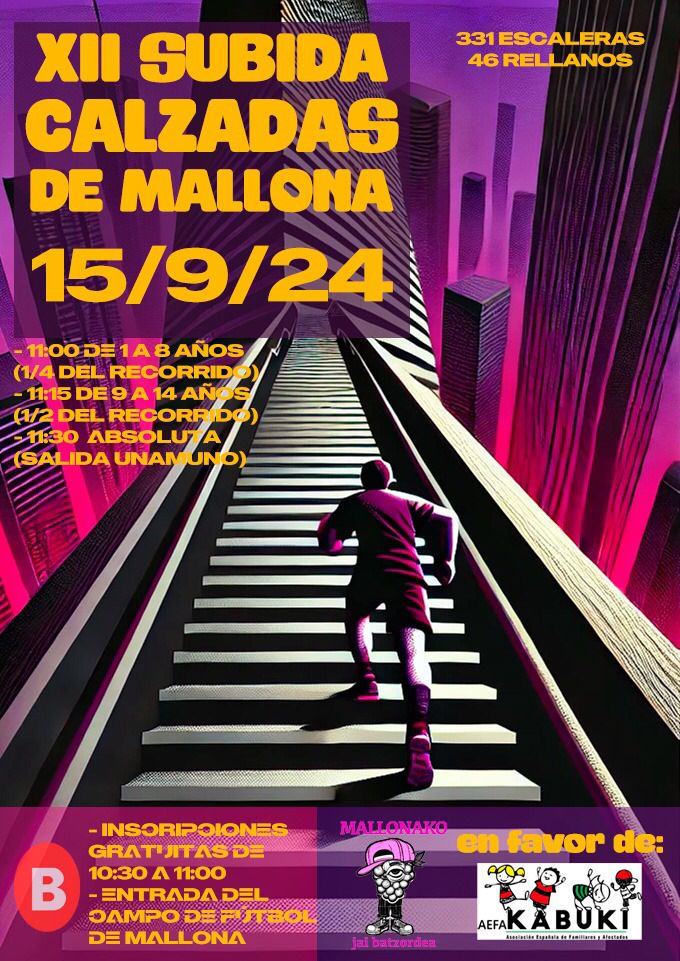 💪🏼💚 El 15 de septiembre únete a la XII Subida de Calzadas de Mallona en favor de <a href="/AefaKabuki/">AEFA Kabuki</a>. ¿No puedes participar? También se pueden hacer donativos por Bizum al 07755.

¡Gracias por participar!
#sindromekabuki 
#superkabuki 
#kabukiwarriors 
#kabukisyndrome