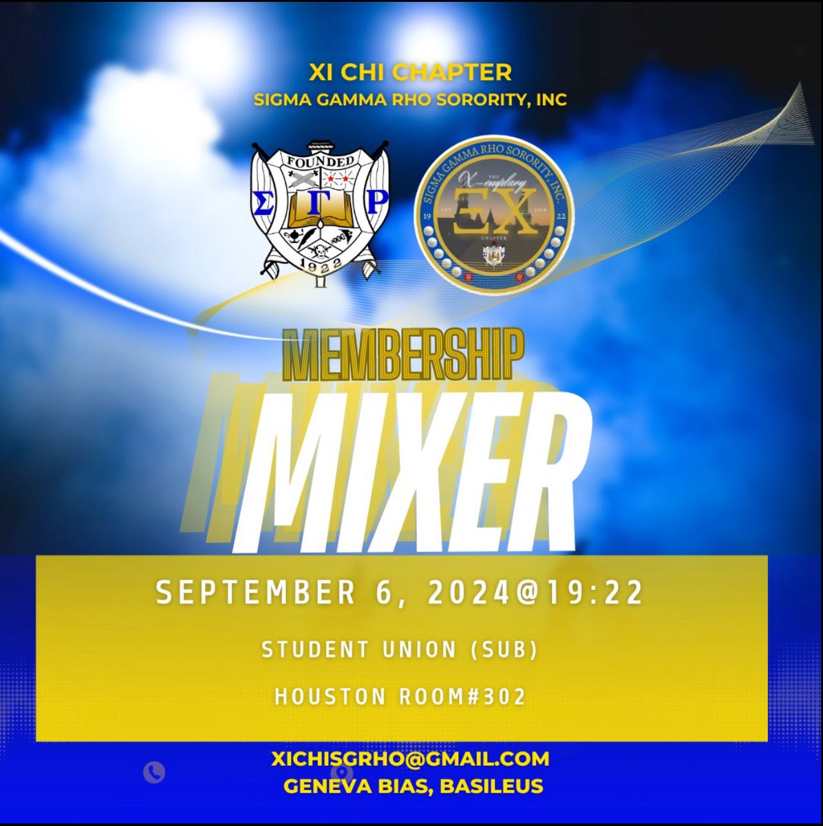 Wanna get to know more about the X-emplary Pretty Poodles on Baylor’s campus? Join us for a mixture of fun, facts, and games as you learn what it takes to be a woman of Sigma Gamma Rho Sorority, Inc. We look forward to seeing you this Friday! 💛💙
#SigmaGammaRho