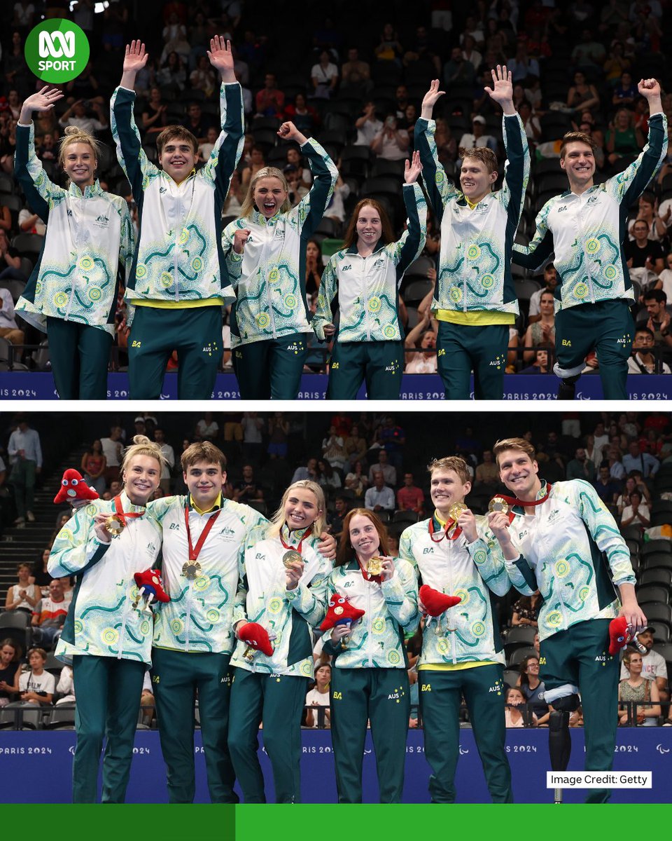 You love to see it! 🥇😍

🇦🇺 Australia has won seven medals on day five in Paris, including gold in the para swimming mixed 4x100m medley relay.

🏊 The 34-point team includes Jesse Aungles, Emily Beecroft, Timothy Hodge, Alexa Leary, Callum Simpson, and Keira Stephens.

Live