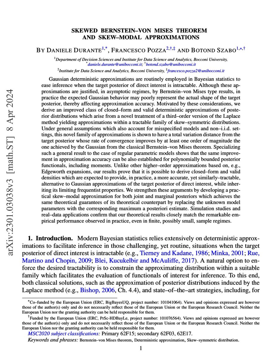 Paper: Skewed Bernstein-Von Mises Theorem and Skew-Modal Approximations

Accepted in Annals of Statistics 

Authors: <a href="/DanieleDurante2/">Daniele Durante</a> <a href="/FraPozza/">Francesco Pozza</a> <a href="/BotondSzabo6/">Botond Szabo</a>
