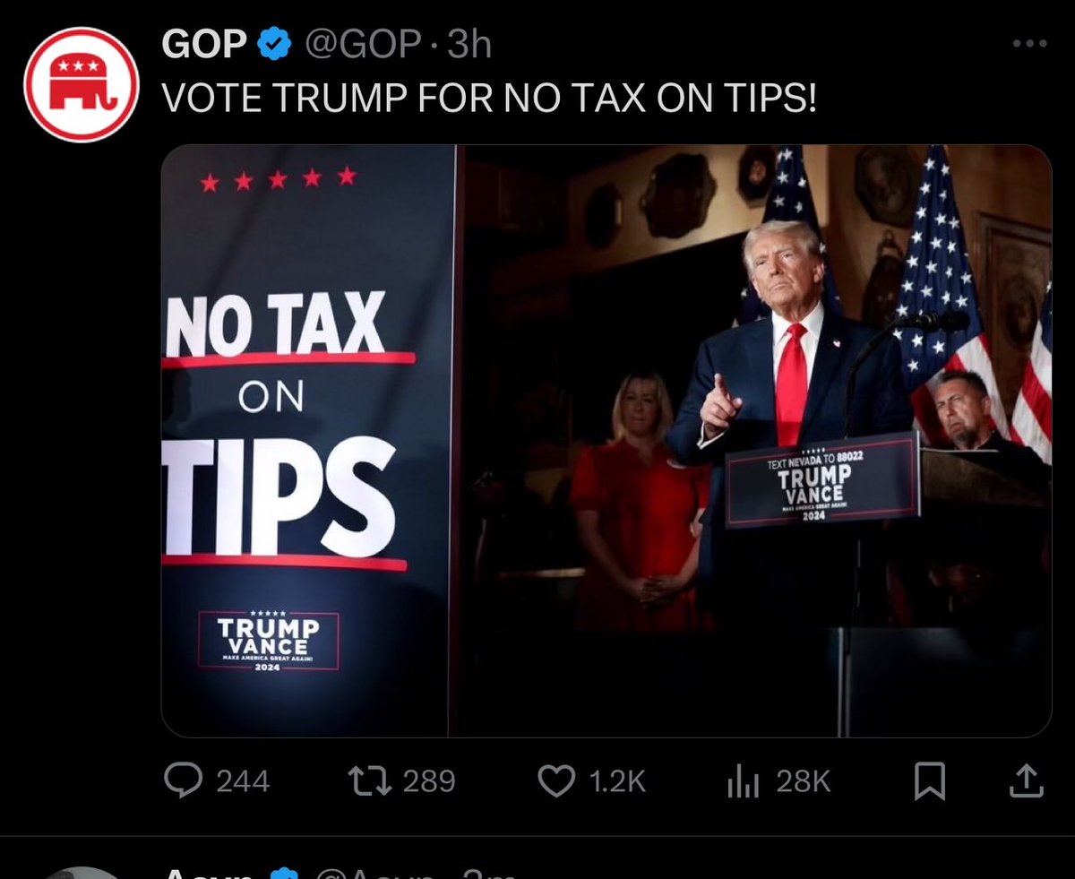 MuellerSheWrote's tweet photo. In Trump’s plan, “tips” include corporate bonuses. The Harris plan does not. Vote accordingly. https://t.co/lYbcHZSdh4