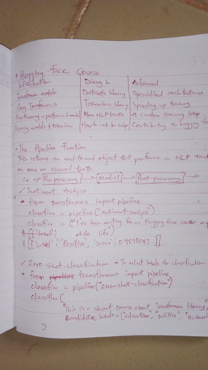 FlourishOlaiya's tweet image. Okay, it&apos;s the first day of the RAIN-INN 30 days Coding Challenge🎉🎉🎉

I started with a Study on Natural Language Processing (NLP) using the Huggingface course. 

#Day1 #30DaysCodingChallenge #RAIN #RAIN_INN #NLP #Huggingface #AI #ML