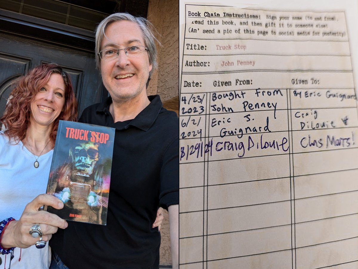 ericjguignard's tweet image. #BookChain 2! TRUCK STOP (@EnPocalypsePub) by @johnvpenney has moved to the next link, thanks to @CraigDiLouie  and @Chris_Marrs!

ericjguignard.blogspot.com/2024/06/book-c…

Where to next? Only chance and the last reader involved may determine! #BookChainChallenge