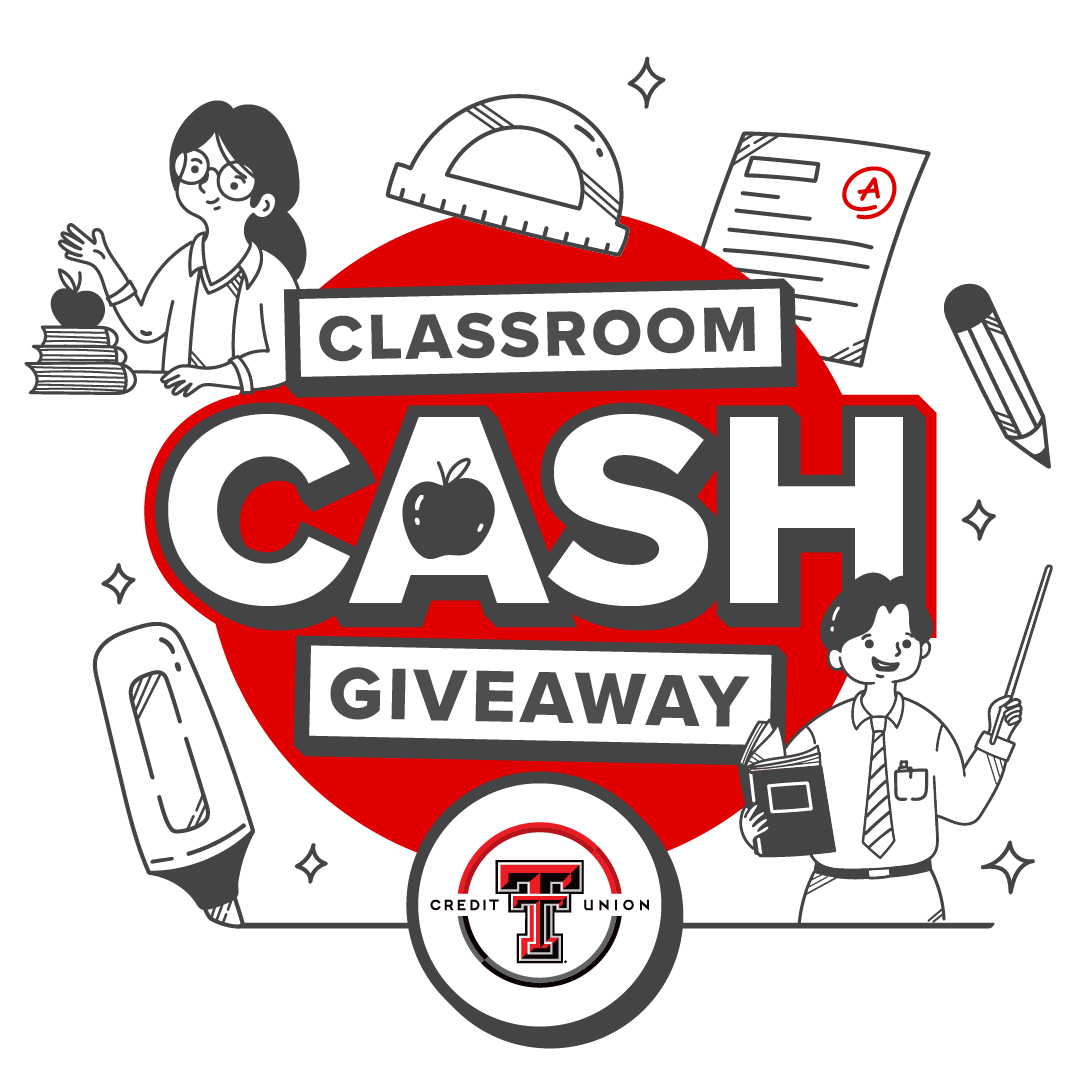 TexasTechCU's tweet image. Classroom Cash is BACK! ✏
Nominate your favorite teacher at texastechfcu.org/classroomcash for their chance to win $2,500! 📚