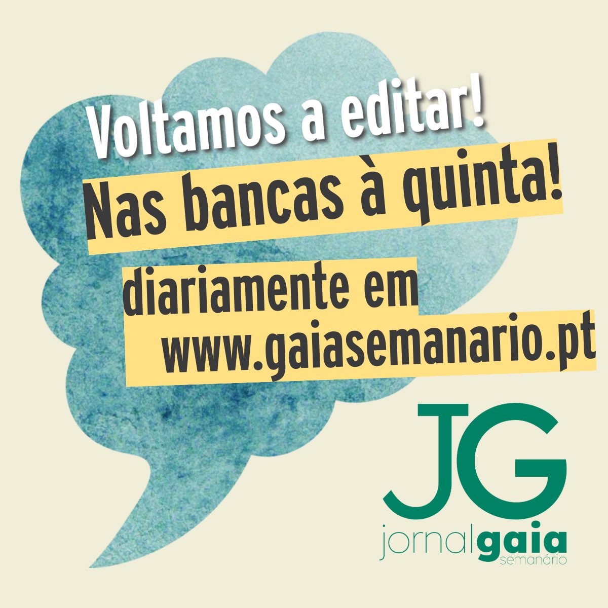 Hoje retomamos o nosso normal funcionamento.
Estaremos em banca às quintas-feiras, a partir de dia 12 de setembro e, diariamente, a partir de hoje, em gaiasemanario.pt e redes sociais.
Envie as suas notícias para redacao@gaiasemanario.pt ou agenda@gaiasemanario.pt