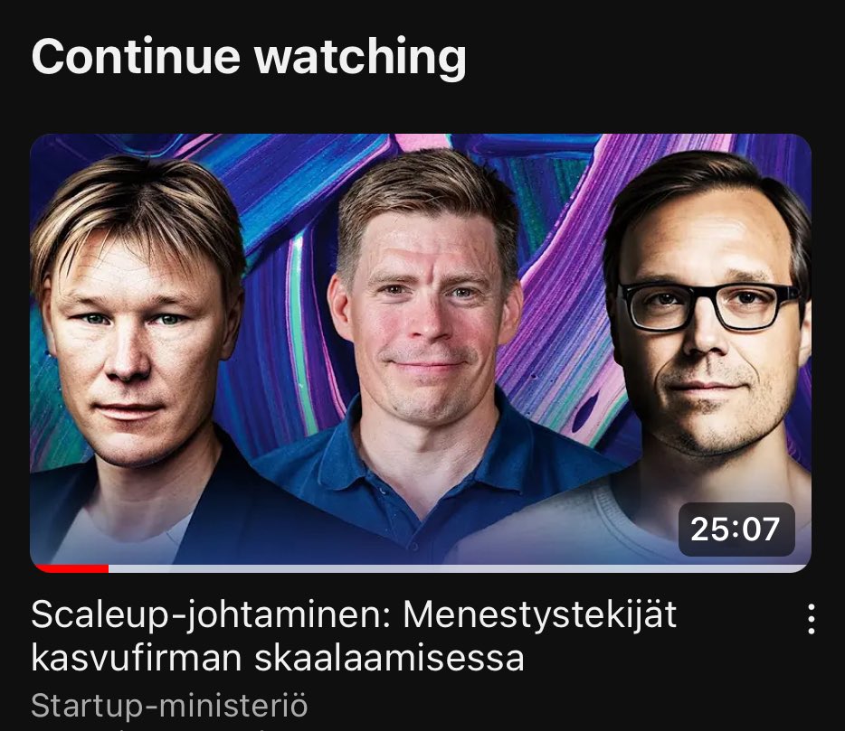 Tänään <a href="/anssi_rusi/">Anssi Rusi</a> studiossa, aiheena startup-firman johtamisjärjestelmät. Anssin tausta on todella laaja: <a href="/smartlyio/">Smartly.io</a>, <a href="/yousician/">Yousician</a> ja <a href="/Supermetrics/">Supermetrics</a>, kaikissa COO ja/tai CEO. Vahva suositus!

youtu.be/ctzNHic_yZw?si…