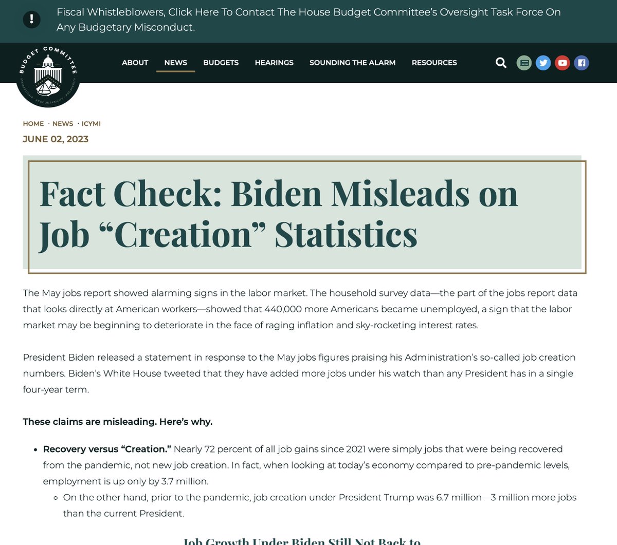 <a href="/POTUS/">President Donald J. Trump</a> Here we go again with the lies. VOTERS: If you want to know the truth. find and read these articles. Do NOT allow deception to cloud your judgement. Trump is the jobs creator. Kamala is the one lying about jobs creation in an attempt to manipulate you into voting Dem. Don't. -VJ